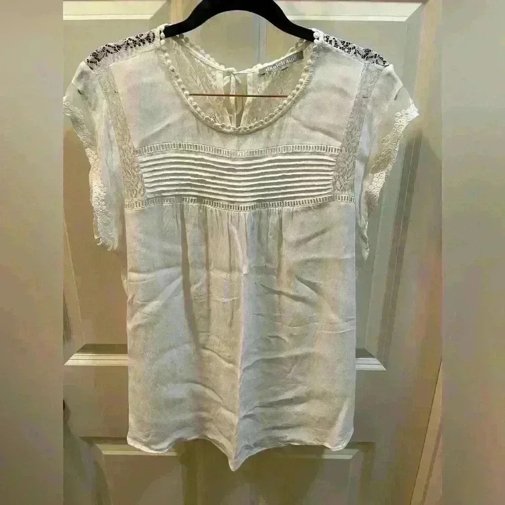 Daniel Rainn Becru Lace Detail Blouse White XL